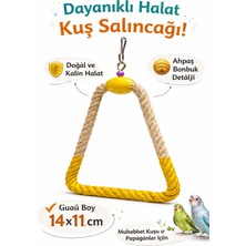 Papağanhane Büyük Boy Sarı Halat Muhabbet Kuşu Salıncağı Ahşap Boncuklu Kafes Içi Oyuncak 14X11 cm