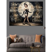 Karizma Tablo Sahne Işıkları Altında Kabare Kadını Dekoratif Kanvas - Mdf Ahşap Tablo