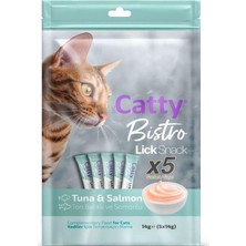 Catty Bistro Ton Balıklı ve Somonlu Yetişkin Kedi Krema Ödülü 5 x 14 gr