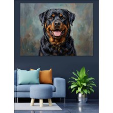 Karizma Tablo Karizmatik Rottweiler Köpek Portresi Dekoratif Kanvas - Mdf Ahşap Tablo