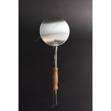 Mutsan Pizza Çevirme Küreği 24 cm | 304 Paslanmaz Çelik | Hareketli Ahşap Aparatlı | 100 cm Uzun Saplı Profesyonel