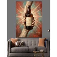 Karizma Tablo Elinde Bira Şişesi Tutan Illüstrasyon Dekoratif Kanvas - Mdf Ahşap Tablo