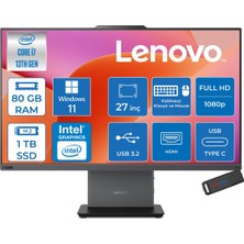 Lenovo Thinkcentre Neo 50A 27 G5 Intel Core I7 13620H 4.9ghz 80GB Ddr5 1tb SSD Windows 11 Pro Dokunmatik 27" Fhd (1920X1080) IPS 300NITS All In One Bilgisayar TC12SA0013TRP33 +Zetta Flash Bellek
