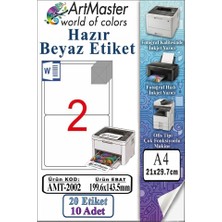 ArtMaster A4 Hazır Beyaz Etiket 199.6X143.5MM 10 Sayfa 1 Paket 2 Li Kendinden Yapışkanlı Fotokopi Lazer Inkjet Kağıdı Yazıcılara