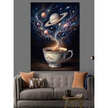 Karizma Tablo Kahve Fincanından Çıkan Uzay Galaksi Dekoratif Kanvas - Mdf Ahşap Tablo