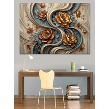 Karizma Tablo Altın Sarısı Güller Kabartma Tablo Dekoratif Kanvas - Mdf Ahşap Tablo