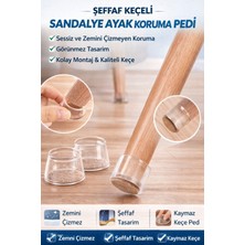 Doori Şeffaf Keçeli Sandalye Ayak Koruma Pedi 4 Adet – Zemin Çizmez Sessiz Kaydırmaz Mobilya Ayağı Kılıfı