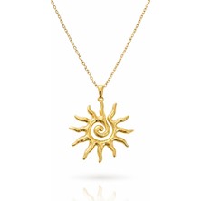 316L Çelik Gold Renk Bohem Güneş Figürlü Kadın Kolye