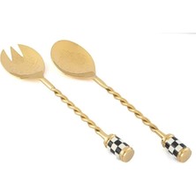 Mikasa Moor Gold Zincir Siyah Beyaz Salata Servis Seti