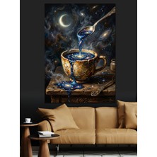 Karizma Tablo Fincandan Taşan Mistik Uzay Kahvesi Dekoratif Kanvas - Mdf Ahşap Tablo