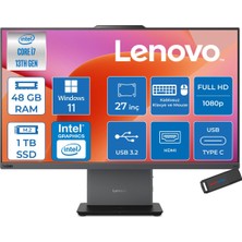 Lenovo Thinkcentre Neo 50A 27 G5 Intel Core I7 13620H 4.9ghz 48GB Ddr5 1tb SSD Windows 11 Home Dokunmatik 27" Fhd (1920X1080) IPS 300NITS All In One Bilgisayar TC12SA0013TRH23 +Zetta Flash Bellek