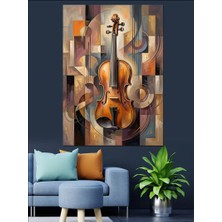 Karizma Tablo Modern Kübik Tarzda Keman Tablosu Dekoratif Kanvas - Mdf Ahşap Tablo