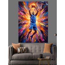 Karizma Tablo Smaç Basan Basketbolcu Enerjik Tablo Dekoratif Kanvas - Mdf Ahşap Tablo