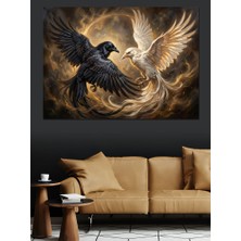 Karizma Tablo Siyah ve Beyaz Kuşun Dansı Dekoratif Kanvas - Mdf Ahşap Tablo