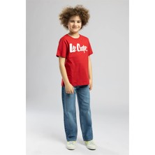 Lee Cooper Londonlogo Erkek Çocuk Basic %100 Pamuk Baskılı Bisiklet Yaka T-Shirt Kırmızı