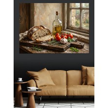 Karizma Tablo Pencere Kenarında Taze Ekmek ve Yağ Dekoratif Kanvas - Mdf Ahşap Tablo