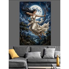 Karizma Tablo Ay Işığında Uçan Tanrıça Figürü Dekoratif Kanvas - Mdf Ahşap Tablo