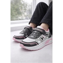 Slipcat Unisex Çocuk Spor Günlük Hafif Taban Cırtlı Bağcıklı Nefes Alabilen Kaymaz Okul ve Günlük Sneaker