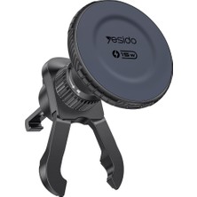 Yesido C319 Qi ve Magsafe Uyumlu 15W Hızlı Şarjlı Havalandırma Tipi Ayaklı Araç Telefon Tutucu
