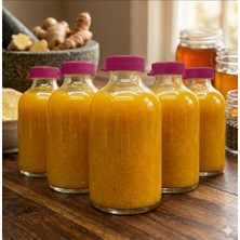 JUNIBELIW JUNİBELİW 9 Adet 50ML Cam Şişe Pembe Plastik Kapaklı Çok Amaçlı Shot Şişesi Meyve Suyu Shot Şişesi 9X50ML