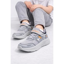 Slipcat Unisex Çocuk Spor Günlük Hafif Taban Cırtlı Bağcıklı Nefes Alabilen Kaymaz Okul ve Günlük Sneaker