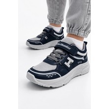 Slipcat Unisex Çocuk Spor Günlük Hafif Taban Cırtlı Bağcıklı Nefes Alabilen Kaymaz Okul ve Günlük Sneaker