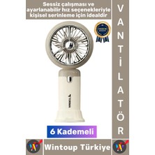 Wintoup #vantilatör Kompakt Sessiz Yoğun Üflemeli 6 Kademeli Şarjlı Turbo Mini Masa Üstü El Fanı Vantilatör