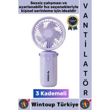 Wintoup #vantilatör Kompakt Sessiz Yoğun Üflemeli 3 Kademeli Ayarlanabilir Şarjlı Mini El Fanı Vantilatör
