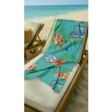 Miami Beach Tropikal Desenli Yüksek Su Emici 70X150CM Plaj Havlusu