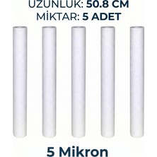 Kadim Kapital 5 Adet 20 Inç Spun Sediment Su Arıtma Tortu Filtresi (1 - 5 - 20 Mikron Seçenekli)