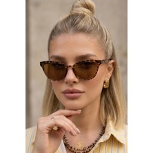 Macerati Melone Cat Eye UV400 Filtreli Ultra Hafif Leopar Çerçeveli Kahverengi Güneş Gözlüğü