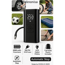 Teknonisa Taşınabilir Dijital Hava Pompası | 150 Psı 4500 Mah Kompresör | Araba,bisiklet,motor Top & Şişme