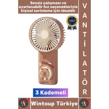 Wintoup #vantilatör Kompakt Sessiz Yoğun Üflemeli 3 Kademeli Şarjlı Şık Figürlü Mini Masa El Fanı Vantilatör
