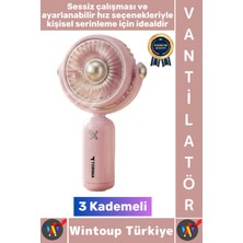 Wintoup #vantilatör Kompakt Sessiz Yoğun Üflemeli 3 Kademeli Şarjlı Hareketli Başlık Mini El Fanı Vantilatör