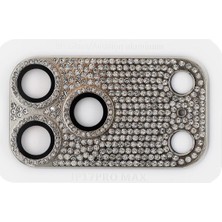 Doreka iPhone 17 Pro Uyumlu Metal Çerçeveli Tam Kaplayan Safir Cam Kamera Taşlı Lens Koruyucu