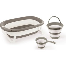 NessiWorld 7273 Katlanabilir Üçlü Bebek Banyo Seti Stone Gri