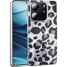 MobaxAksesuar Xiaomi Redmi Note 14 4g Kılıf Leopar Kurdele Ekose Desenli Mep Kapak