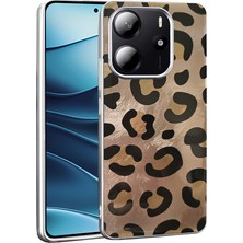 MobaxAksesuar Xiaomi Redmi Note 14 4g Kılıf Leopar Kurdele Ekose Desenli Mep Kapak