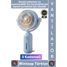 Wintoup #vantilatör Kompakt Sessiz Yoğun Üflemeli 3 Kademeli Şarjlı Hareketli Başlık Mini El Fanı Vantilatör