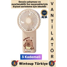 Wintoup #vantilatör Kompakt Sessiz Yoğun Üflemeli 3 Kademeli Şarjlı Şık Figürlü Mini Masa El Fanı Vantilatör