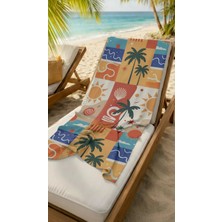 Miami Beach Patchwork Desenli Renkli Yüksek Su Emici 70X150CM Plaj Havlusu