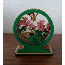 Solay Mini Kuş Figürlü Agaçlık 3D Ahşap Süs Eşyası