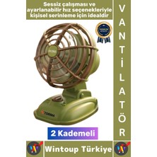 Wintoup #vantilatör Sessiz Çalışma Yoğun Üflemeli Retro Model 2 Kademeli Şarjlı Mini Masa Üstü Vantilatör