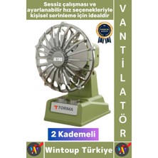 Wintoup #vantilatör Kompakt Sessiz Çalışma Yoğun Üfleme Retro 2 Kademeli Şarjlı Mini Masa Üstü Vantilatör