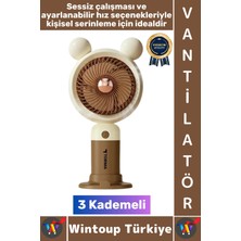 Wintoup #vantilatör Sessiz Yoğun Üflemeli 3 Kademeli Telefon Stantlı Şarjlı Şık Mini Masa El Fanı Vantilatör
