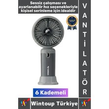 Wintoup #vantilatör Kompakt Sessiz Yoğun Üflemeli 6 Kademeli Şarjlı Turbo Mini Masa Üstü El Fanı Vantilatör