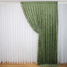 Şönil Fon Perde Çift Kanat 1/3 Sıklık (Püsküllü)