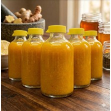 JUNIBELIW JUNİBELİW 15 Adet 50ML Cam Şişe Sarı Plastik Kapaklı Çok Amaçlı Shot Şişesi Meyve Suyu Shot Şişesi 15X50ML