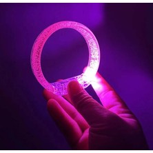 Nemere Pembe LED Işıklı Baskı Yapılabilen Pilli Bileklik Bilezik 1,5 cm Genişlik