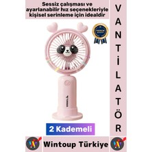 Wintoup #vantilatör Kompakt Sessiz Yoğun Üflemeli 2 Kademeli Şarjlı Sevimli Ayıcıklı Mini El Fanı Vantilatör